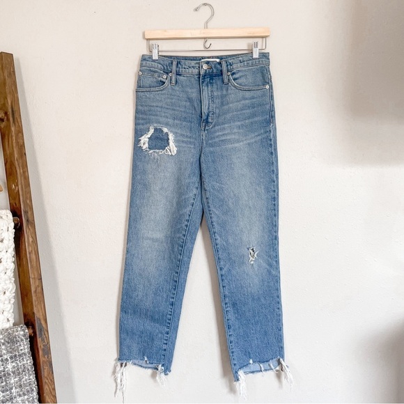 Madewell | Classic Straight Jean, Medium Wash, Distress, 27 - Picture 2 of 13